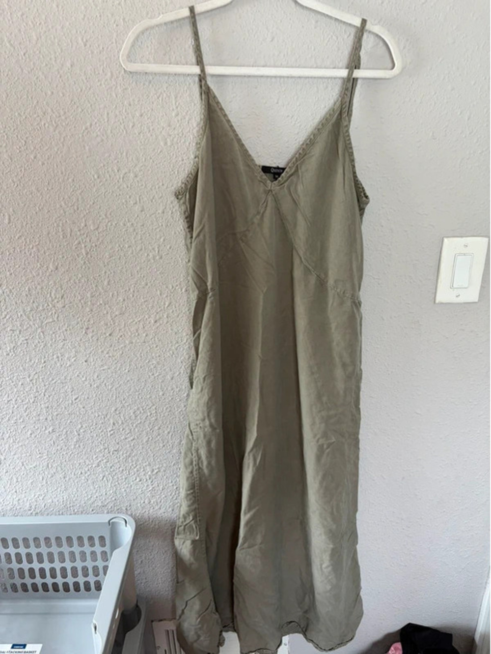 Quince midi dress 100% lyocell greenish grey size M